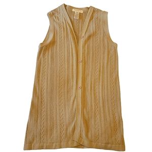 Jones New York women's tan knitted cardigan sweater vest size P/P